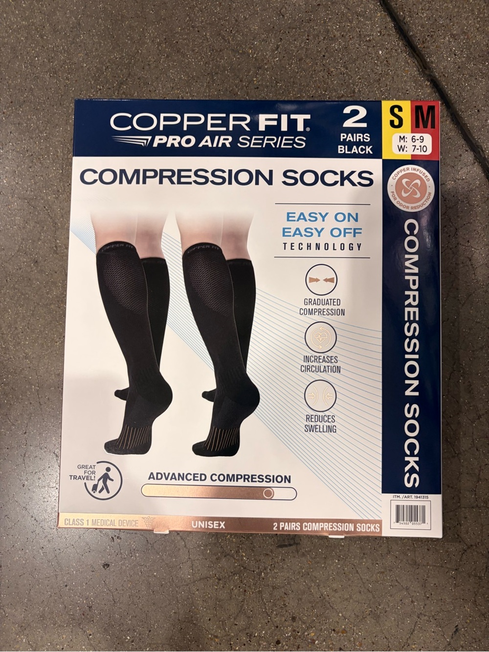 Copper Fit Pro Air Series Compression Socks - Black (2 Pairs)
